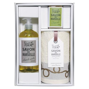 サボン・ド・マルセイユ　ハンドタオル＆ソープセット